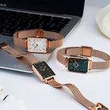 Daniel Wellington Quadro Melrose White Dial Gold Mesh Strap Watch For Women - DW00100431 Authentic Buy Shop Now