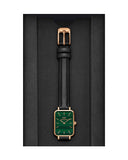 Daniel Wellington Quadro Pressed Sheffield Green Dial Black Leather Strap Watch For Women - DW00100439 Authentic Buy Shop Now