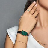 Daniel Wellington Quadro Pressed Sheffield Green Dial Black Leather Strap Watch For Women - DW00100439 Authentic Buy Shop Now