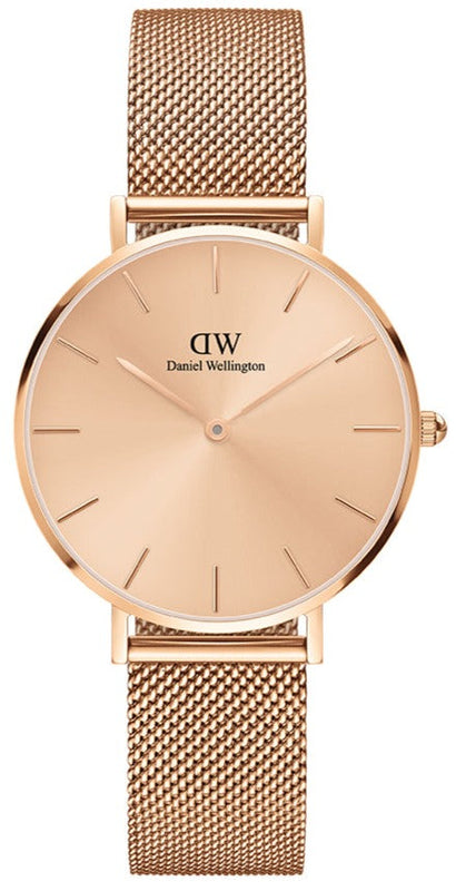 Daniel Wellington Petite Rose Gold Dial Rose Gold Mesh Bracelet Watch For Women - DW00100470 Authentic Buy Shop Now