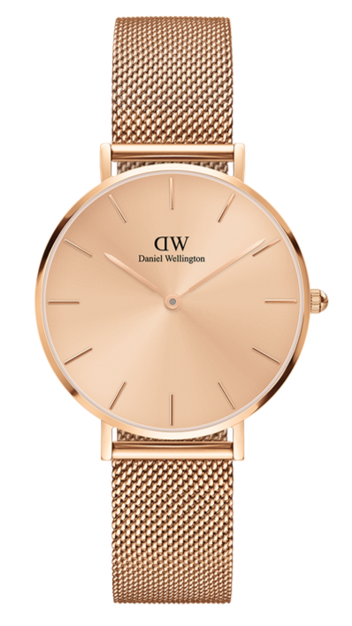 Daniel Wellington Petite Rose Gold Dial Rose Gold Mesh Strap Watch For Women - DW00100472 Authentic Buy Shop Now