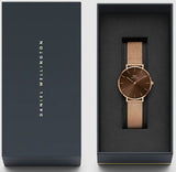 Daniel Wellington Petite Melrose Brown Dial Rose Gold Mesh Strap Watch For Women - DW00100477 Authentic Buy Shop Now