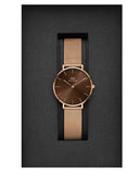 Daniel Wellington Petite Melrose Brown Dial Rose Gold Mesh Strap Watch For Women - DW00100477 Authentic Buy Shop Now