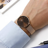Daniel Wellington Petite Amber Brown Dial Rose Gold Mesh Strap Watch for Women - DW00100478 Authentic Buy Shop Now