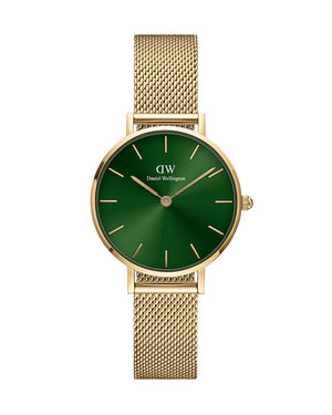 Daniel Wellington Petite Emerald Green Dial Gold Mesh Strap Watch For Women - DW00100479 Authentic Buy Shop Now