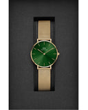 Daniel Wellington Petite Emerald Green Dial Gold Mesh Strap Watch For Women - DW00100480 Authentic Buy Shop Now