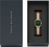 Daniel Wellington Quadro Studio Green Dial Rose Gold Mesh Strap Watch For Women - DW00100520 Authentic Buy Shop Now