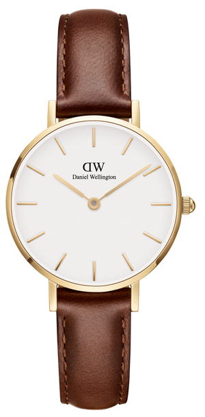 Daniel Wellington Classic Petite St Mawes White Dial Brown Leather Strap Watch For Women - DW00100231 Authentic Buy Shop Now