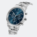 Daniel Wellington Iconic Chronograph Link Blue Dial Silver Steel Strap Watch For Men - DW00100644 Authentic Buy Shop Now