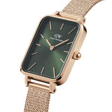 Daniel Wellington Pressed Melrose Emerald Green Rose Gold Mesh Strap Watch For Women - DW00100445 Authentic Buy Shop Now