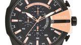 Diesel Mega Chief Chronograph Black Dial Black Steel Strap Watch For Men - DZ4309 Authentic Buy Shop Now