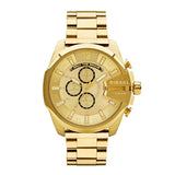 Diesel Mega Chief Chronograph Gold Dial Gold Steel Strap Watch For Men - DZ4360 Authentic Buy Shop Now