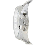 Diesel Mega Chief Chronograph White Dial Silver Steel Strap Watch For Men - DZ4477 Authentic Buy Shop Now