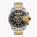 Diesel Mega Chief Chronograph Black Dial Two Tone Steel Strap Watch For Men - DZ4581 Authentic Buy Shop Now
