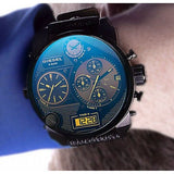 Diesel Big Daddy Blue Dial Black Leather Strap Watch For Men - DZ7127 Authentic Buy Shop Now