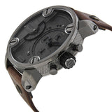 Diesel Little Daddy SBA Small Sized Grey Dial Brown Leather Strap Watch For Men - DZ7258 Authentic Buy Shop Now