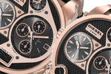 Diesel Big Daddy Gold & Black Dial Black Leather Strap Watch For Men - DZ7261 Authentic Buy Shop Now