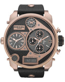 Diesel Big Daddy Gold & Black Dial Black Leather Strap Watch For Men - DZ7261 Authentic Buy Shop Now