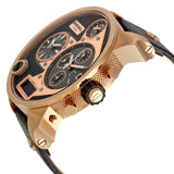 Diesel Big Daddy Gold & Black Dial Black Leather Strap Watch For Men - DZ7261 Authentic Buy Shop Now