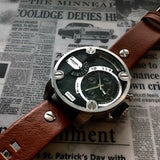 Diesel SBA Dual Time Black Dial Brown Leather Strap Watch For Men - DZ7264 Authentic Buy Shop Now
