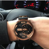 Diesel Mini Daddy Dual Time Black & Gold Dial Black Leather Strap Watch For Men - DZ7317 Authentic Buy Shop Now