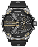 Diesel Mr Daddy 2.0 Chronograph Black Dial Black Leather Strap Watch For Men - DZ7348 Authentic Buy Shop Now
