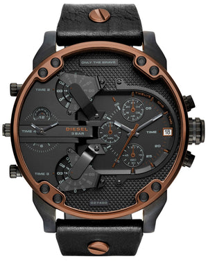 Diesel Mr Daddy 2.0 Chronograph Black Dial Black Steel Strap Watch For Men - DZ7400 Authentic Buy Shop Now