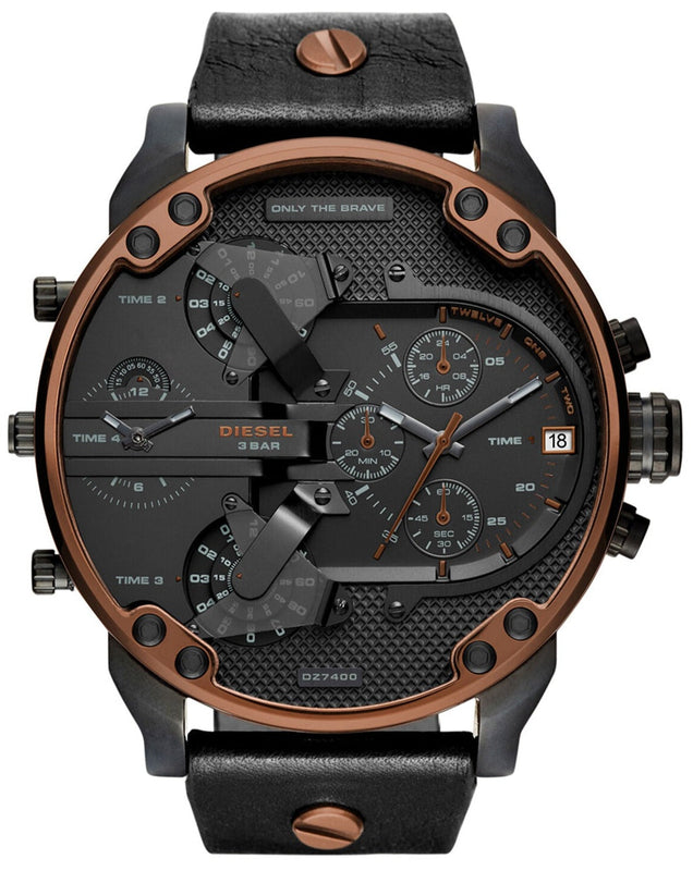 Diesel Mr Daddy 2.0 Chronograph Black Dial Black Steel Strap Watch For Men - DZ7400 Authentic Buy Shop Now