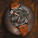 Diesel Mr Daddy 2.0 Chronograph Black Dial Brown Leather Strap Watch For Men - DZ7332 Authentic Buy Shop Now