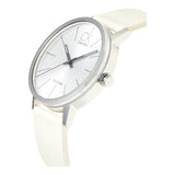 Calvin Klein Post Minimal Silver Dial White Leather Strap Watch for Men - K7621126 Authentic Buy Shop Now