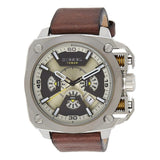Diesel BAMF Chronograph Beige Dial Brown Leather Strap Watch For Men - DZ7343 Authentic Buy Shop Now