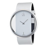 Calvin Klein Glam Transparent Dial White Leather Strap Watch for Women - K9423101 Authentic Buy Shop Now