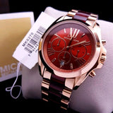 Michael Kors Bradshaw Burgundy Dial Two Tone Steel Strap Watch for Women - MK6270 Authentic Buy Shop Now