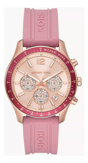 Michael Kors Berkley Quartz Rose Gold Dial Pink Rubber Strap Watch for Women - MKO1039 Authentic Buy Shop Now