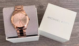 Michael Kors Mini Slim Runway Chronograph Quartz Rose Gold Dial Rose Gold Steel Strap Watch For Women - MK3205 Authentic Buy Shop Now
