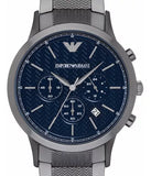 Emporio Armani Renato Chronograph Quartz Blue Dial Grey Steel Strap Watch For Men - AR2505 Authentic Buy Shop Now