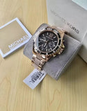Michael Kors Everest Chronograph Black Dial Rose Gold Steel Strap Watch For Women - MK5875 Authentic Buy Shop Now