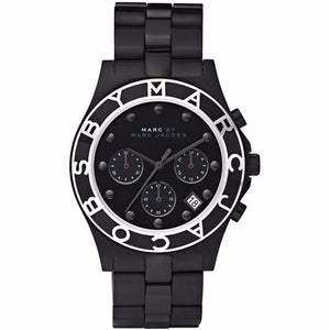Marc Jacobs Blade Chronograph Black Dial Black Steel Strap Watch for Women - MBM3083 Authentic Buy Shop Now