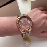 Michael Kors Janelle Three Hand Rose Gold Dial Two Tone Steel Strap Watch For Women - MK7135 Authentic Buy Shop Now