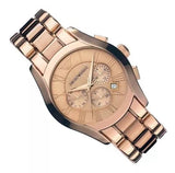 Emporio Armani Valente Chronograph Rose Gold Dial Rose Gold Steel Strap Watch For Men - AR0365 Authentic Buy Shop Now