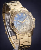 Guess Confetti Diamonds Gold Dial Gold Steel Strap Watch for Women - W0774L2 Authentic Buy Shop Now