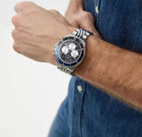 Michael Kors Bayville Chronograph Black Dial Silver Steel Strap Watch For Men - MK8749 Authentic Buy Shop Now