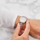 Michael Kors Lauryn Quartz Mother of Pearl White Dial Two Tone Steel Strap Watch For Women - MK4366 Authentic Buy Shop Now