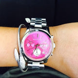 Michael Kors Runway Chronograph Pink Dial Silver Steel Strap Watch for Women - MK6160 Authentic Buy Shop Now