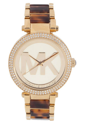 Michael Kors Parker Chronograph Gold Dial Two Tone Steel Strap Watch for Women - MK6109 Authentic Buy Shop Now