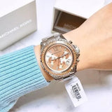 Michael Kors Everest Chronograph Gold Dial Silver Steel Strap Watch For Women - MK5870 Authentic Buy Shop Now
