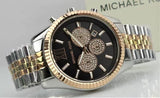 Michael Kors Lexington Chronograph Crystals Black Dial Two Tone Steel Strap Watch for Men - MK8714 Authentic Buy Shop Now