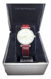 Emporio Armani Gianni T-Bar Quartz Silver Dial Brown Leather Strap Watch For Women - AR11061 Authentic Buy Shop Now