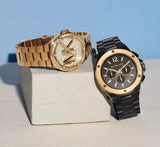 Michael Kors Lennox Chronograph Black Dial Black Steel Strap Watch For Men - MK8941 Authentic Buy Shop Now