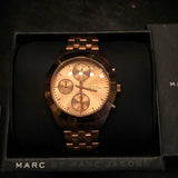 Marc Jacobs Peeker Chronograph Rose Gold Dial Rose Gold Steel Strap Watch for Women - MBM3394 Authentic Buy Shop Now